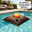 SOO  SANTAI - Coussin piscine flottant porte-verres 75x75 cm brun – billes incluses (à remplir) – intérieur / extérieur (PPF7575-5-SET) - vignette