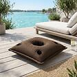 SOO  SANTAI - Coussin piscine flottant porte-verres 75x75 cm brun – billes incluses (à remplir) – intérieur / extérieur (PPF7575-5-SET) - vignette