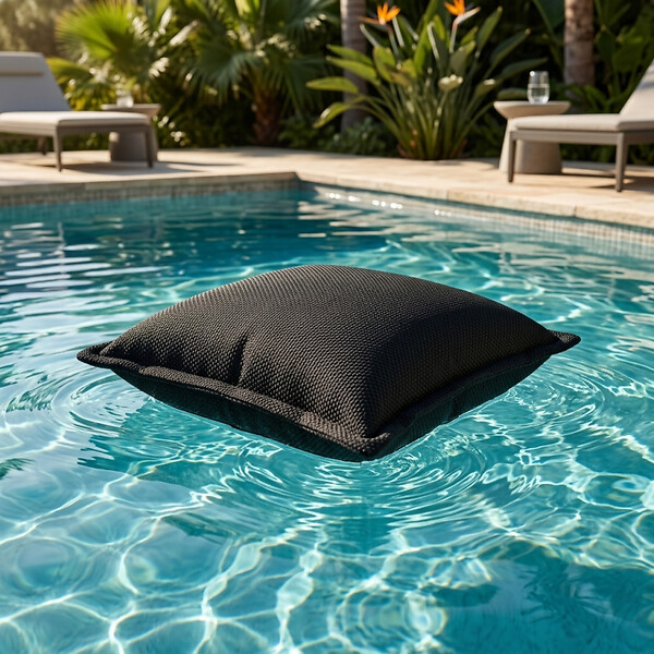 SOO  SANTAI - Coussin piscine flottant 45x45 cm noir – billes incluses (à remplir) – intérieur / extérieur (SCF4545-7-SET) - large