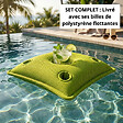 SOO  SANTAI - Coussin piscine flottant porte-verres 75x75 cm vert – billes incluses (à remplir) – intérieur / extérieur (PPF7575-2-SET) - vignette