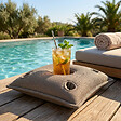 SOO  SANTAI - Coussin piscine flottant porte-verres 75x75 cm gris – billes incluses (à remplir) – intérieur / extérieur (PPF7575-1-SET) - vignette