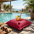 SOO  SANTAI - Coussin piscine flottant porte-verres 75x75 cm rose – billes incluses (à remplir) – intérieur / extérieur (PPF7575-3-SET) - vignette