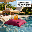 SOO  SANTAI - Coussin piscine flottant porte-verres 75x75 cm rose – billes incluses (à remplir) – intérieur / extérieur (PPF7575-3-SET) - vignette