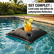 SOO  SANTAI - Coussin piscine flottant porte-verres 75x75 cm noir – billes incluses (à remplir) – intérieur / extérieur (PPF7575-7-SET) - vignette