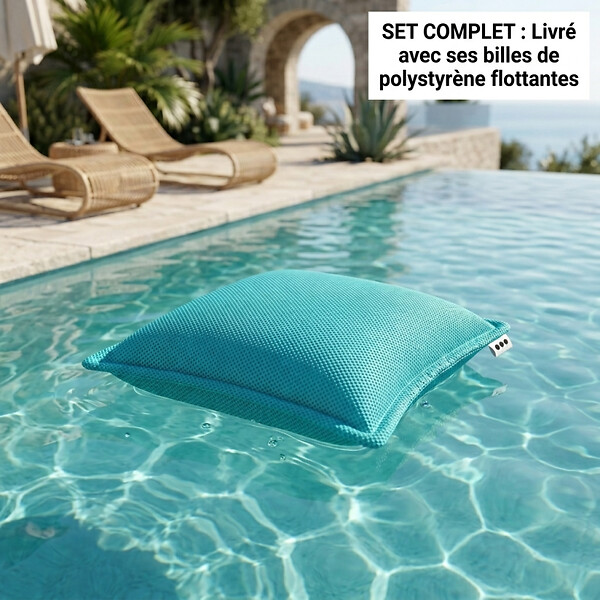 SOO  SANTAI - Coussin piscine flottant 45x45 cm bleu – billes incluses (à remplir) – intérieur / extérieur (SCF4545-4-SET) - large