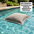 SOO  SANTAI - Coussin piscine flottant 45x45 cm gris – billes incluses (à remplir) – intérieur / extérieur (SCF4545-1-SET) - vignette