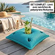 SOO  SANTAI - Coussin piscine flottant porte-verres 75x75 cm bleu – billes incluses (à remplir) – intérieur / extérieur (PPF7575-4-SET) - vignette