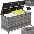 TECTAKE - Coffre de rangement extérieur 253 litres aluminium 2 roulettes pivotantes avec frein gris 116 x 54 x 64 cm - vignette