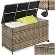 TECTAKE - Coffre de rangement extérieur 253 litres aluminium 2 roulettes pivotantes avec frein marron naturel 116 x 54 x 64 cm - vignette