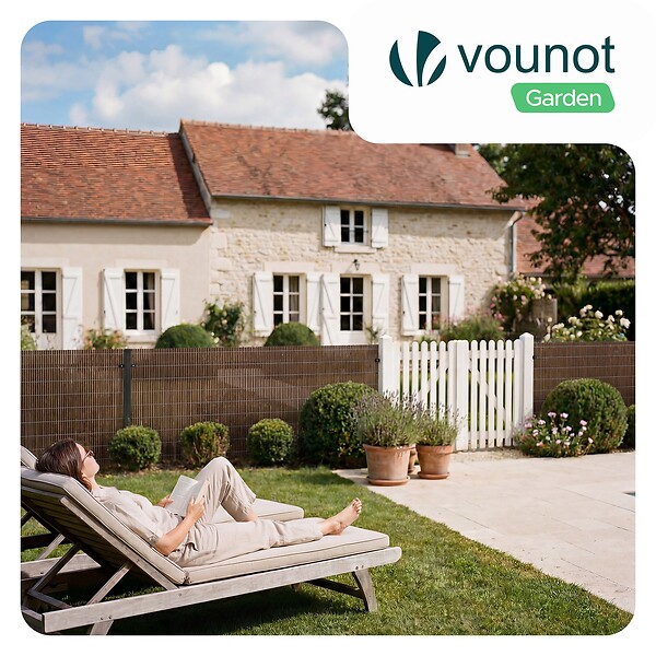 VOUNOT - Clôture en canisse PVC 100x500cm imitation osier marron - large