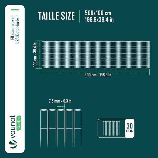 VOUNOT - Clôture en canisse PVC 100x500cm imitation osier marron - large