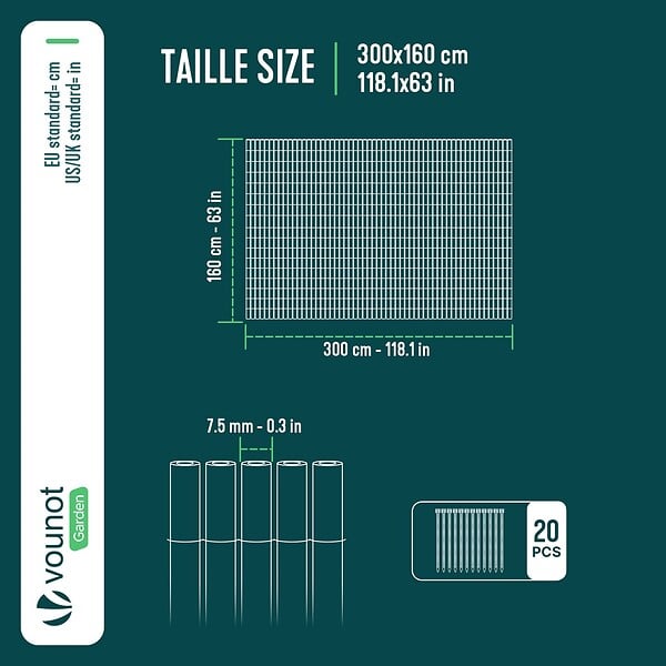 VOUNOT - Clôture en canisse PVC 160x300cm imitation osier marron - large