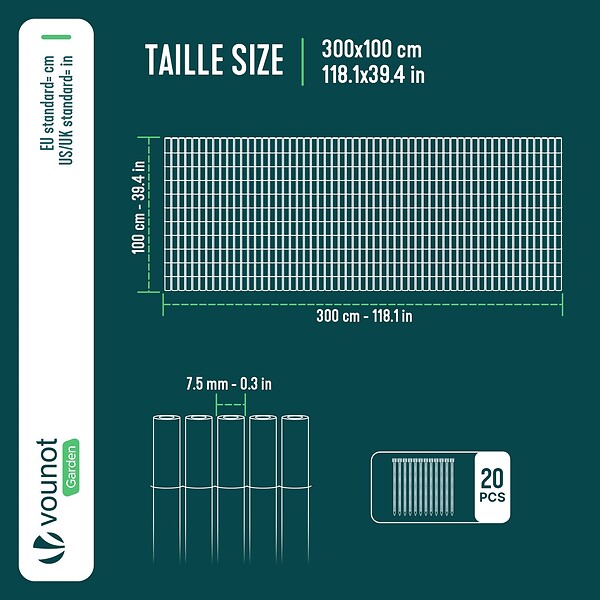 VOUNOT - Clôture en canisse PVC 100x300cm Anthracite - large