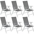 TECTAKE - Chaises de jardin pliantes avec dossier réglable, en tissu maillé argent - vignette