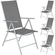 TECTAKE - Chaises de jardin pliantes avec dossier réglable, en tissu maillé argent - vignette