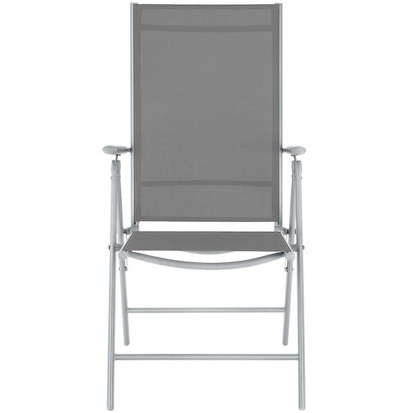 TECTAKE - Chaises de jardin pliantes avec dossier réglable, en tissu maillé argent - large