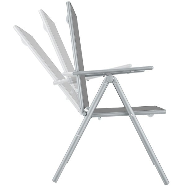 TECTAKE - Chaises de jardin pliantes avec dossier réglable, en tissu maillé argent - large