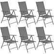 TECTAKE - Chaises de jardin pliantes avec dossier réglable, en tissu maillé gris anthracite - vignette
