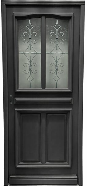 GD MENUISERIES - Porte d'entrée Bois Vitrée Mathilde Gris Anthr, H215 x L90 cm Côte Tableau p,Droit, (Poignee, Barillet ref IN158RPL2 - IN303NEW) - large