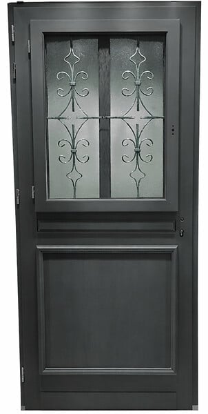 GD MENUISERIES - Porte d'entrée Bois Vitrée Mathilde Gris Anthr, H215 x L90 cm Côte Tableau p,Droit, (Poignee, Barillet ref IN158RPL2 - IN303NEW) - large