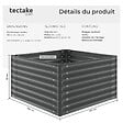 TECTAKE - Bac à fleurs surélevé en acier galvanisé gris anthracite 100 x 100 x 62 cm bords arrondis 600 l gants compris - vignette