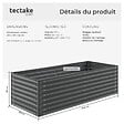 TECTAKE - Bac à fleurs surélevé en acier galvanisé anthracite 200x80x62cm 970L jardinière potager ergonomique fond ouvert coins arrondis sécurité - vignette
