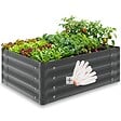 TECTAKE - Jardin surélevé en acier galvanisé gris 80x60x30cm bac potager plate bande surélevée carré potager extérieur culture légumes 130L - vignette