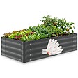 TECTAKE - Jardinière surélevée en acier galvanisé gris 120x60x30cm potager carré bac plantation légumes herbes aromatiques fleurs ergonomique 200L - vignette