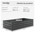 TECTAKE - Jardinière surélevée en acier galvanisé gris 120x60x30cm potager carré bac plantation légumes herbes aromatiques fleurs ergonomique 200L - vignette