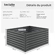 TECTAKE - Bac potager surélevé en acier galvanisé anthracite 120x100x62cm 720l jardinière hauteur ergonomique culture légumes herbes fleurs - vignette