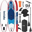 TECTAKE - Planche de stand-up paddle 2 en 1 gonflable kit complet rouge/bleu - vignette
