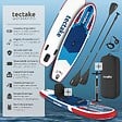 TECTAKE - Planche de stand-up paddle 2 en 1 gonflable kit complet rouge/bleu - vignette