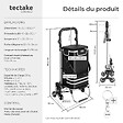 TECTAKE - Chariot de courses pliable 3 en 1 noir avec sac isotherme roues tout terrain caddie aluminium 56L diable panier roulettes 30kg polyester - vignette