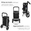 TECTAKE - Chariot de courses 3 en 1 pliable noir sac isotherme caddie bandoulière diable châssis aluminium grand volume rangement poignée réglable - vignette