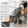 TECTAKE - Chariot de courses 3 en 1 pliable gris avec sac isotherme diable bandoulière caddie 56L aluminium réglable 30kg poussette provisions - vignette