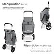 TECTAKE - Chariot de courses 3 en 1 pliable gris avec sac isotherme diable bandoulière caddie 56L aluminium réglable 30kg poussette provisions - vignette