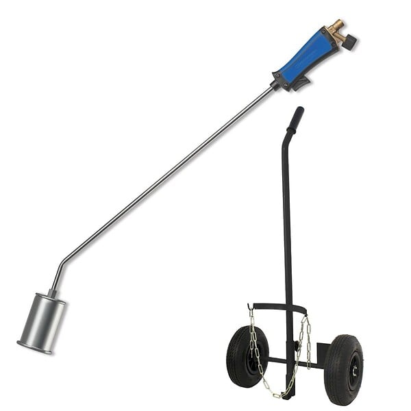 KEMPER - Desherbeur thermique + Chariot à roues pour bouteille gaz + Allume gaz + Détendeur Gaz Bruleur 60mm Tuyau 5m Désherbage KEMPER - large