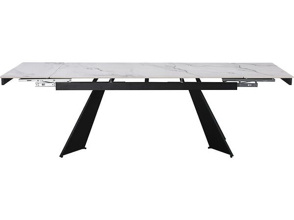 HABITAT ET JARDIN - Table de repas extensible en céramique 6 à 10 personnes  "Equinoxe" - Blanc marbré gris - large