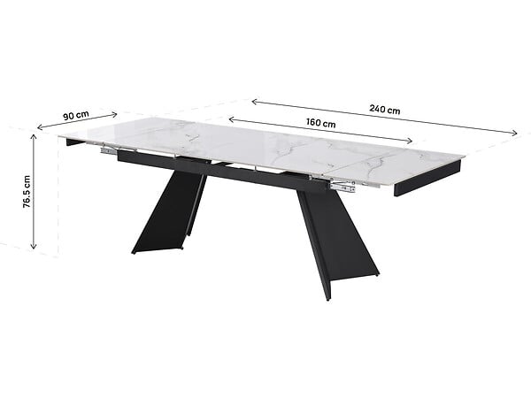 HABITAT ET JARDIN - Table de repas extensible en céramique 6 à 10 personnes  "Equinoxe" - Blanc marbré gris - large