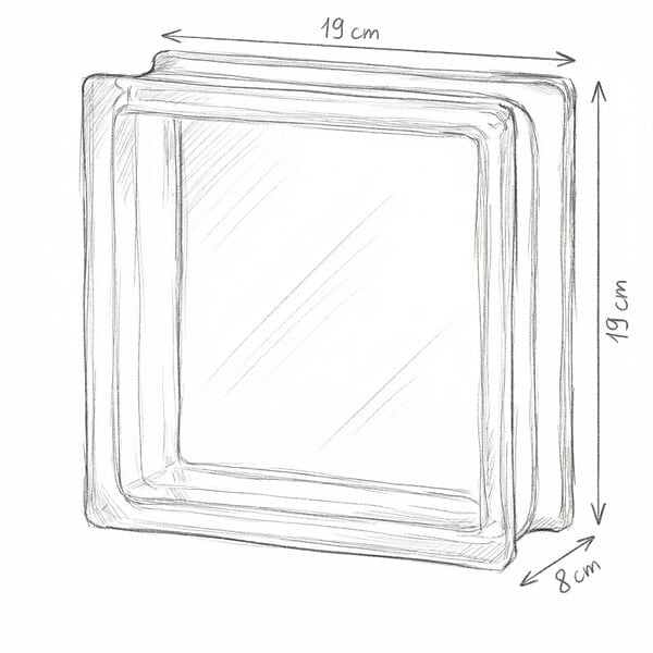 GLASSBLOCKS - Luxfera brique de verre 19x19x8 cm, translucide mat (CL1908CM) - large