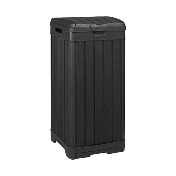 KETER - Keter Baltimore poubelle extérieure 125 L en plastique noir 41 x 41 x 87,4 cm (236997) - large