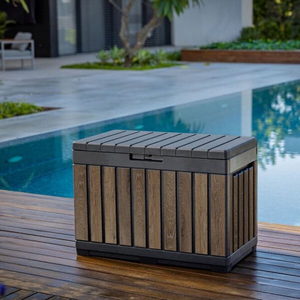 KETER - Keter Kentwood coffre de jardin 190 L en résine effet bois brun 82,3 x 45,7 x 57,7 cm (263970) - large