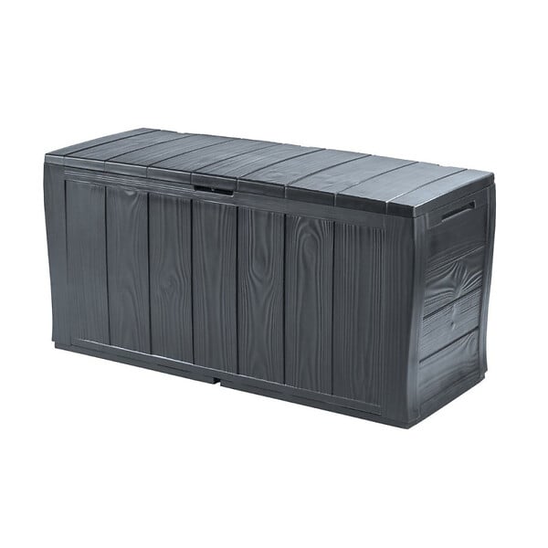 KETER - Keter Sherwood coffre de jardin 270 L en résine aspect bois graphite 117 x 45 x 57,5 cm (230415) - large