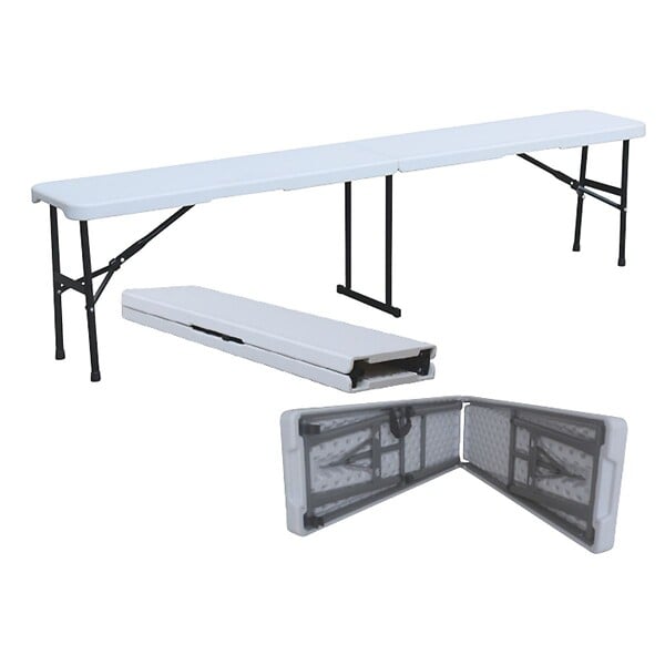 KZ GARDEN - Banc de Jardin Pliable Blanc 180 x 28 x 43.5H cm Banc Exterieur Interieur Camping Réception KZ GARDEN - large