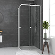 AURLANE - Porte de douche carrée blanc extensible 77 à 90cm de largeur - verre transparent - WHITY - vignette