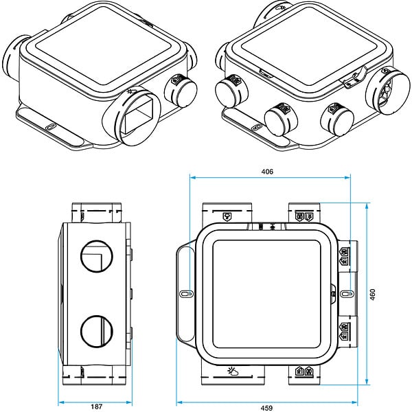 ALDES - Groupe VMC EasyHome PureAir Compact Premium - Simple flux Hygroréglable - 85W - 400 m³/h - 21 dB -  4 sanitaires - large