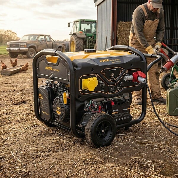 VITO - Groupe électrogène 8.0kVA 18CV 230V/400V Démarrage éléctrique / manuel AVR, 25L, Maison Chantier VITO - large