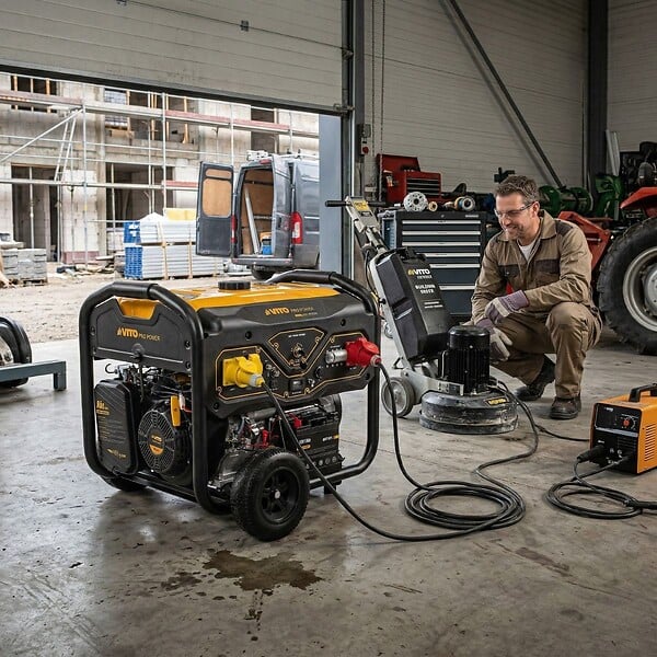 VITO - Groupe électrogène 8.0kVA 18CV 230V/400V Démarrage éléctrique / manuel AVR, 25L, Maison Chantier VITO - large