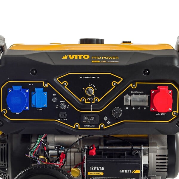 VITO - Groupe électrogène 8.0kVA 18CV 230V/400V Démarrage éléctrique / manuel AVR, 25L, Maison Chantier VITO - large