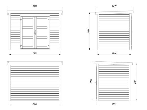 WHITE WOOD - Abri de jardin en bois  Olivia 1 - L.300xP.206xH.216cm - large
